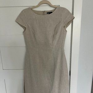 Brooks Brothers Cap Sleeve Linen Sheath Dress Beige